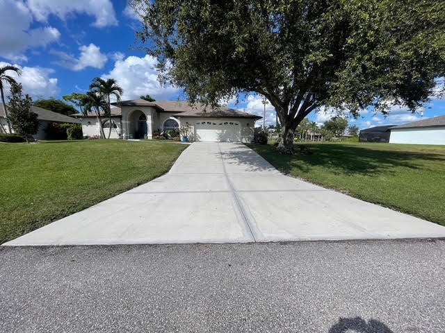Driveway after pressure washing
