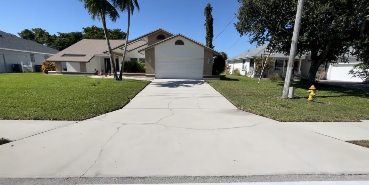 Driveway after pressure washing