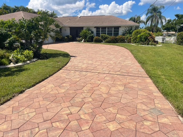 Clean paver driveway after pressure washing